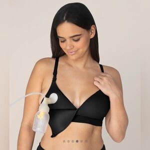 Kindred Bravely Womens Minimalist Hands Free Pumping Nursing Bra L Busty Black